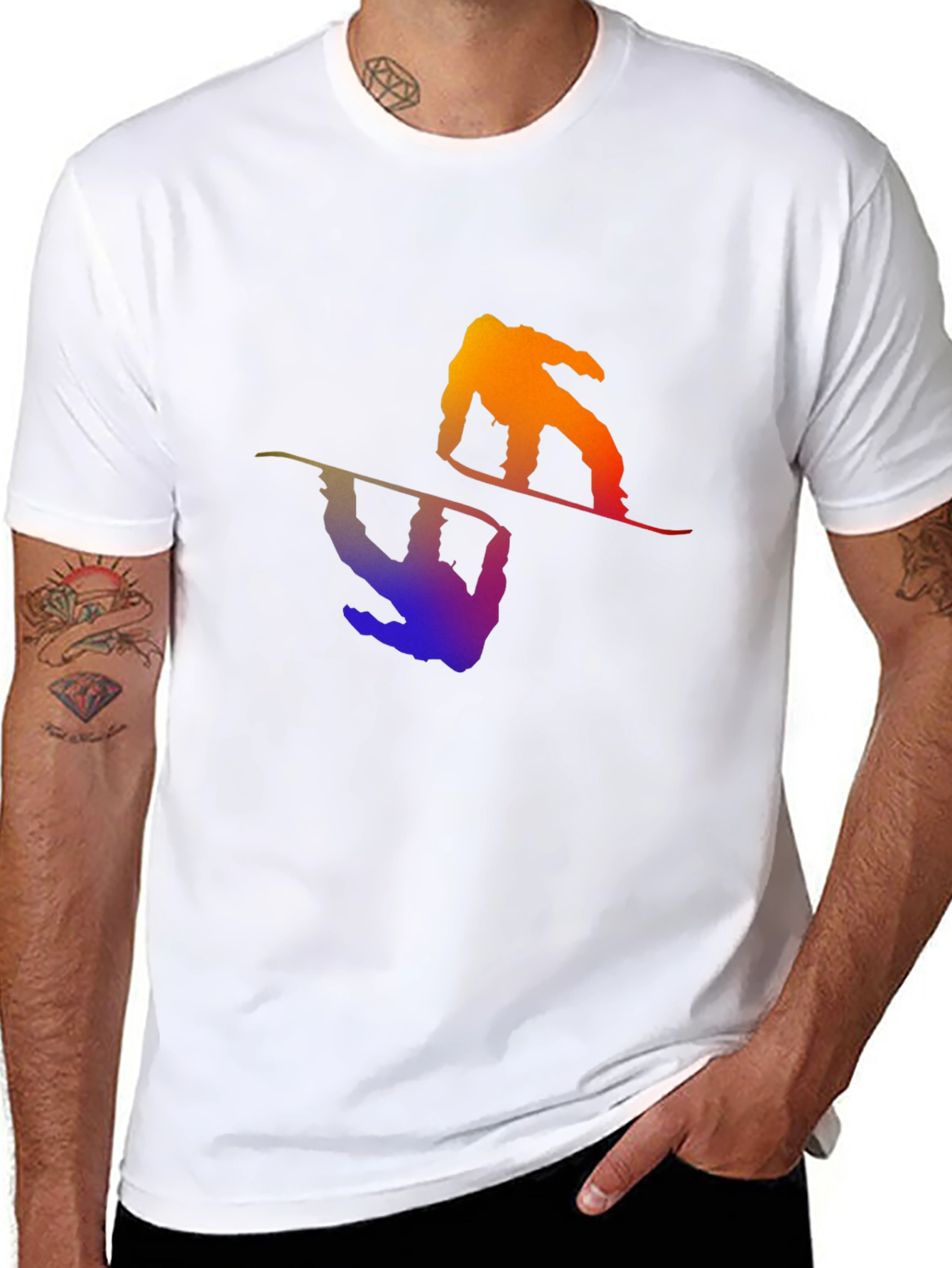 Gradient Snowboarder Graphic T-Shirt - Cool Sports Design