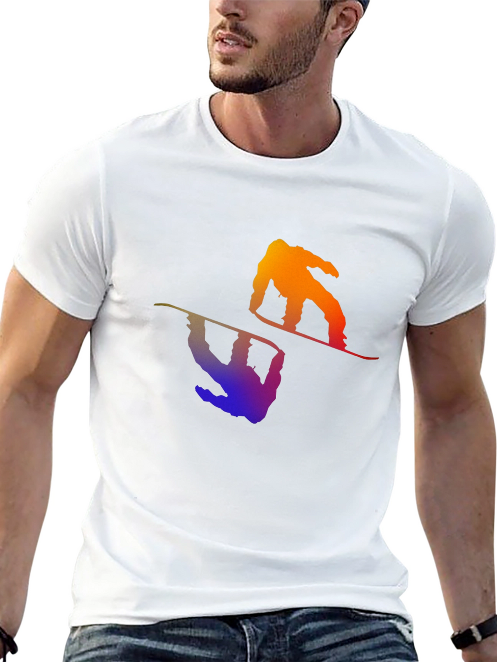 Gradient Snowboarder Graphic T-Shirt - Cool Sports Design