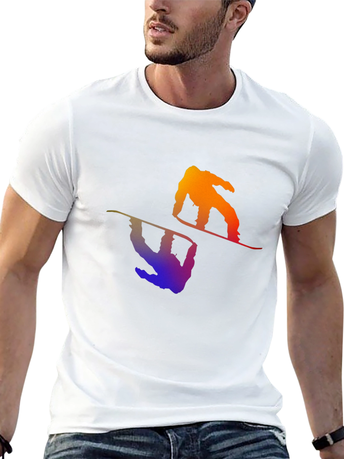 Gradient Snowboarder Graphic T-Shirt - Cool Sports Design