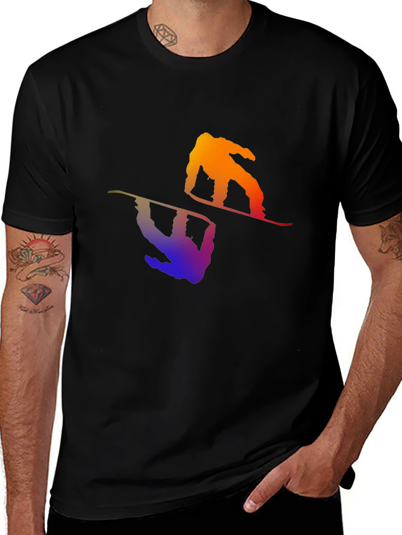 Gradient Snowboarder Graphic T-Shirt - Cool Sports Design