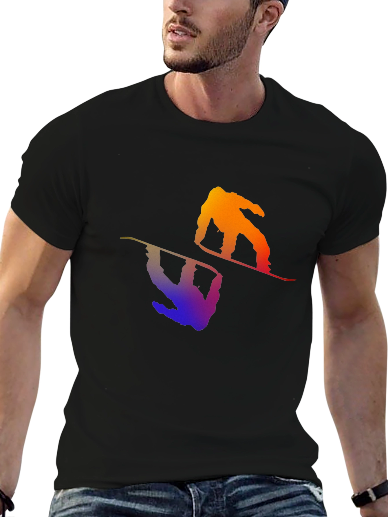 Gradient Snowboarder Graphic T-Shirt - Cool Sports Design