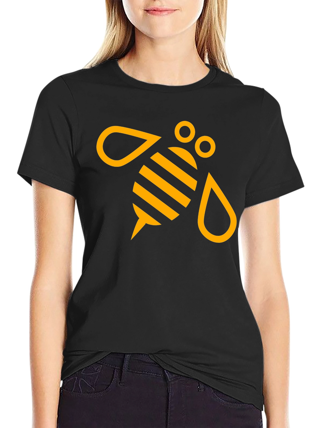 Black T-Shirt with Graphic Bee Design