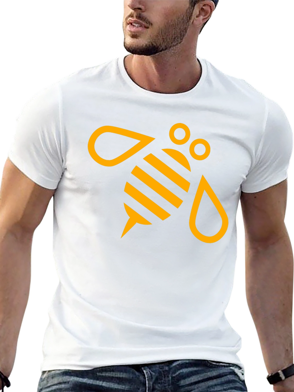 Black T-Shirt with Graphic Bee Design