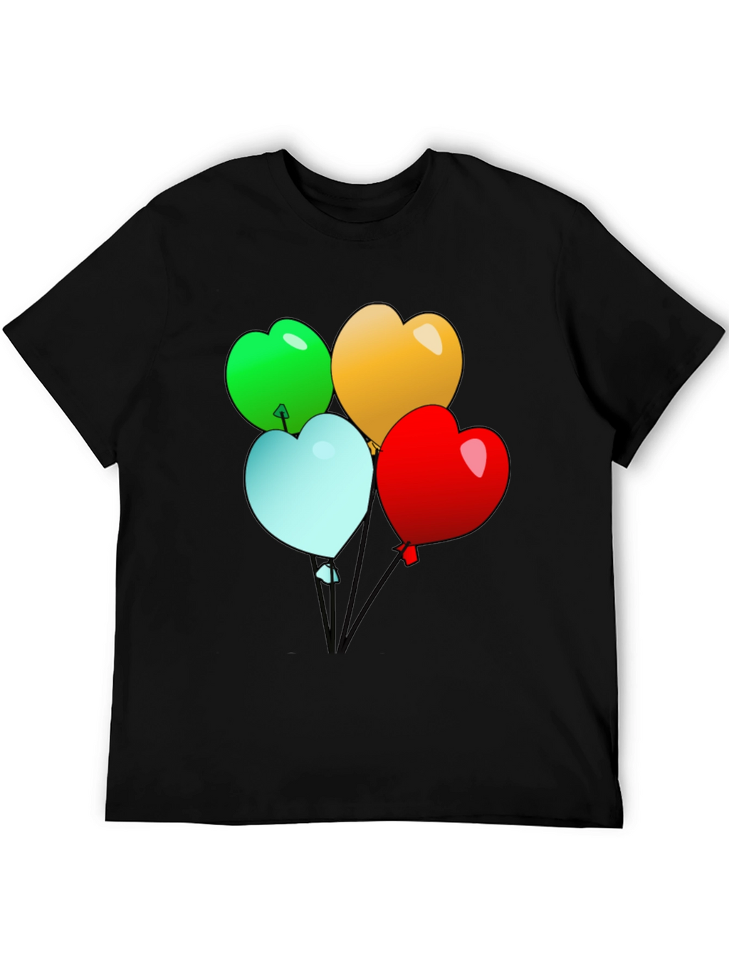 Heart Balloons Graphic Tee - Black Casual Shirt