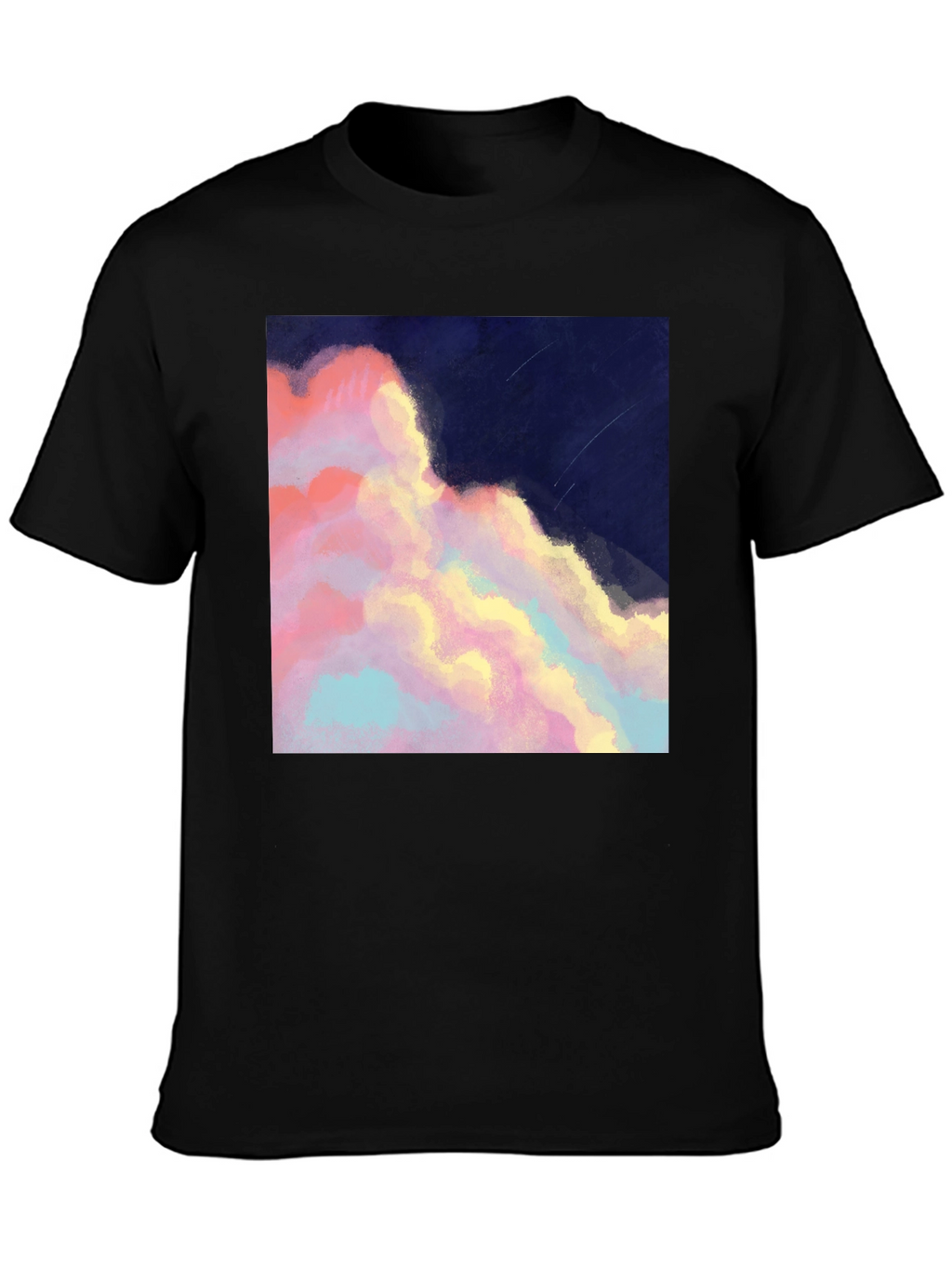 Artistic Cloudscape Graphic Tee - Stylish Black T-Shirt