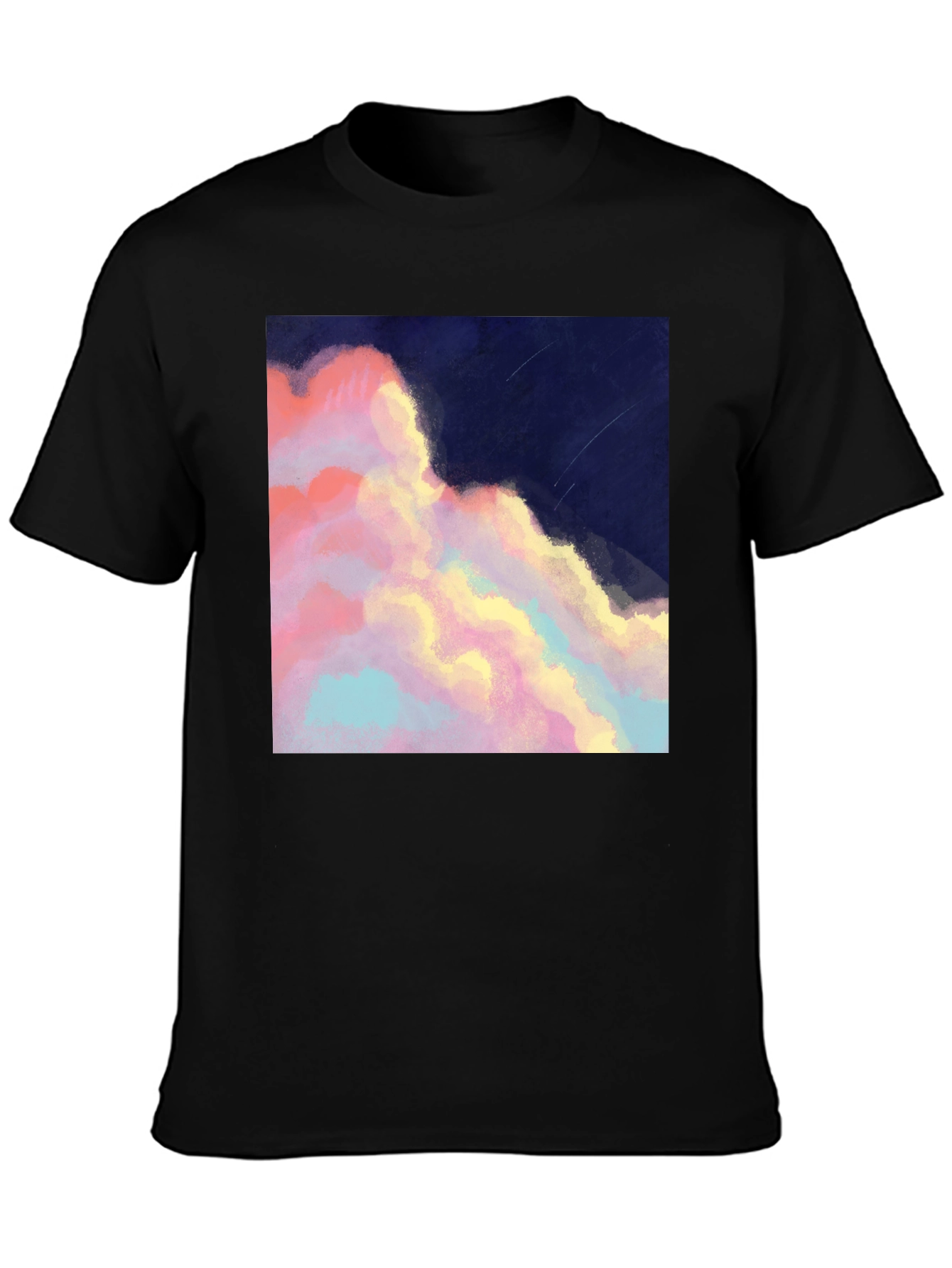 Artistic Cloudscape Graphic Tee - Stylish Black T-Shirt