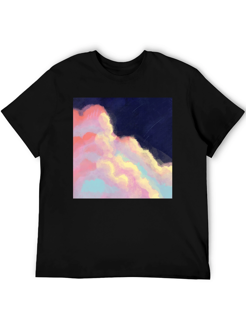 Artistic Cloudscape Graphic Tee - Stylish Black T-Shirt