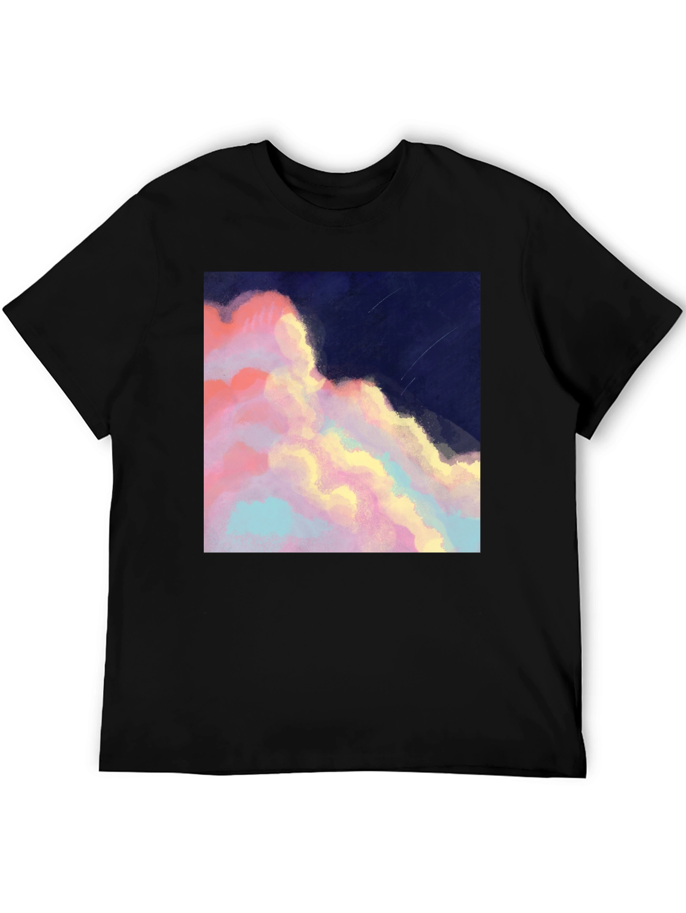 Artistic Cloudscape Graphic Tee - Stylish Black T-Shirt