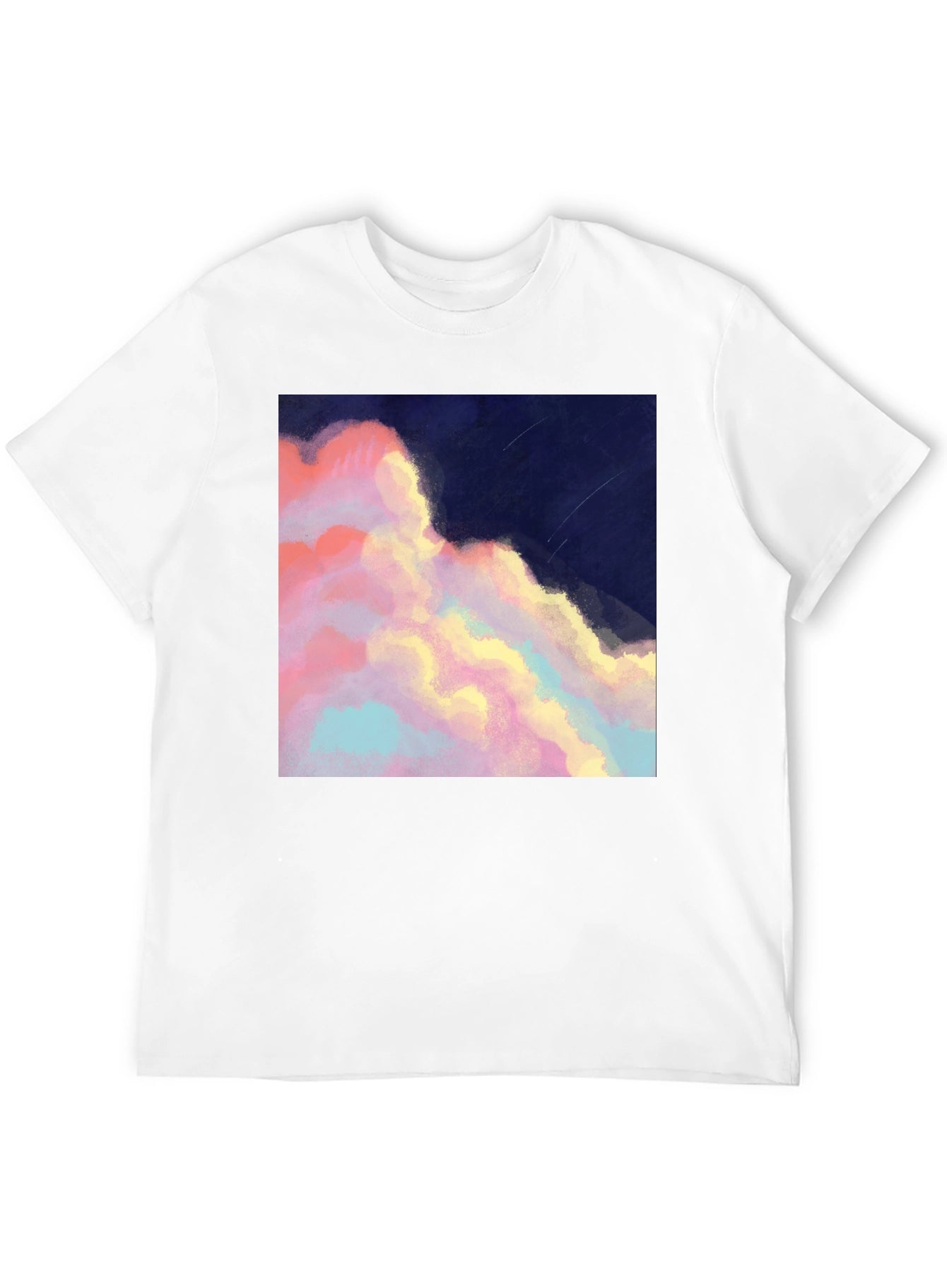 Artistic Cloudscape Graphic Tee - Stylish Black T-Shirt