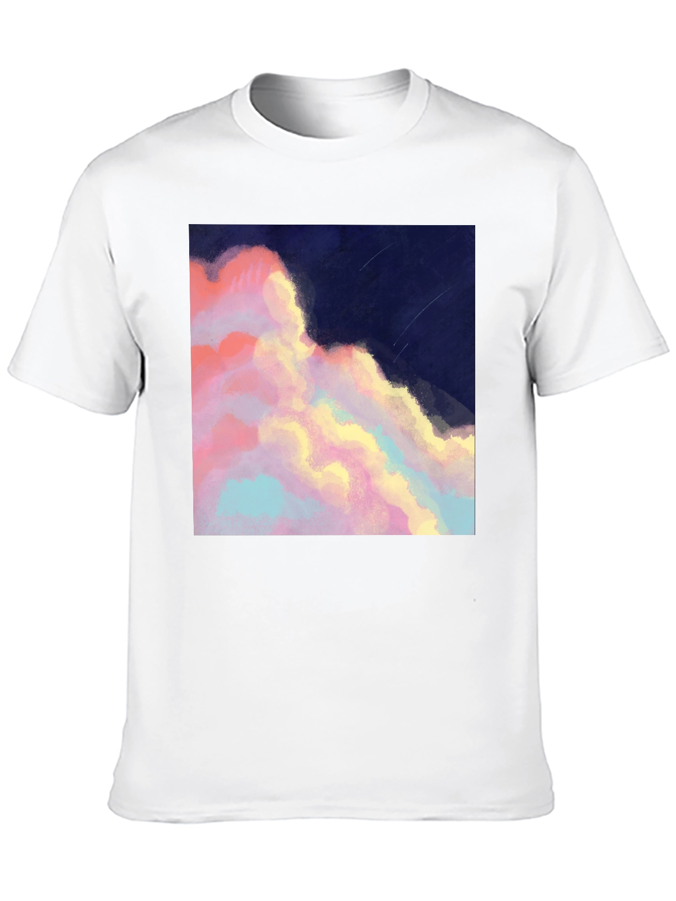 Artistic Cloudscape Graphic Tee - Stylish Black T-Shirt
