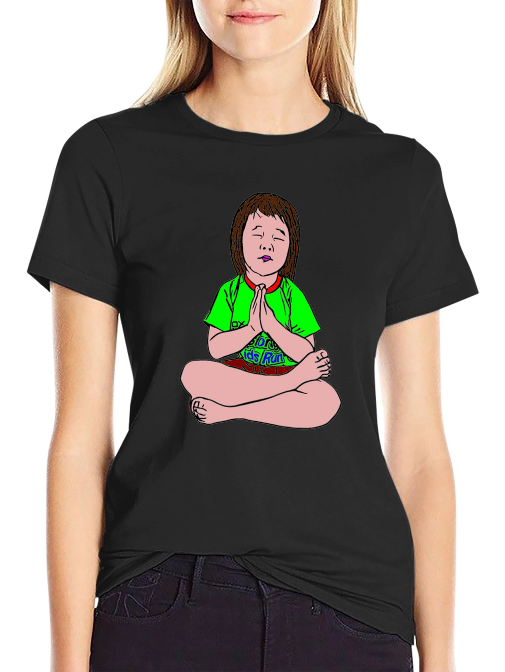 Meditating Cartoon Girl T-Shirt