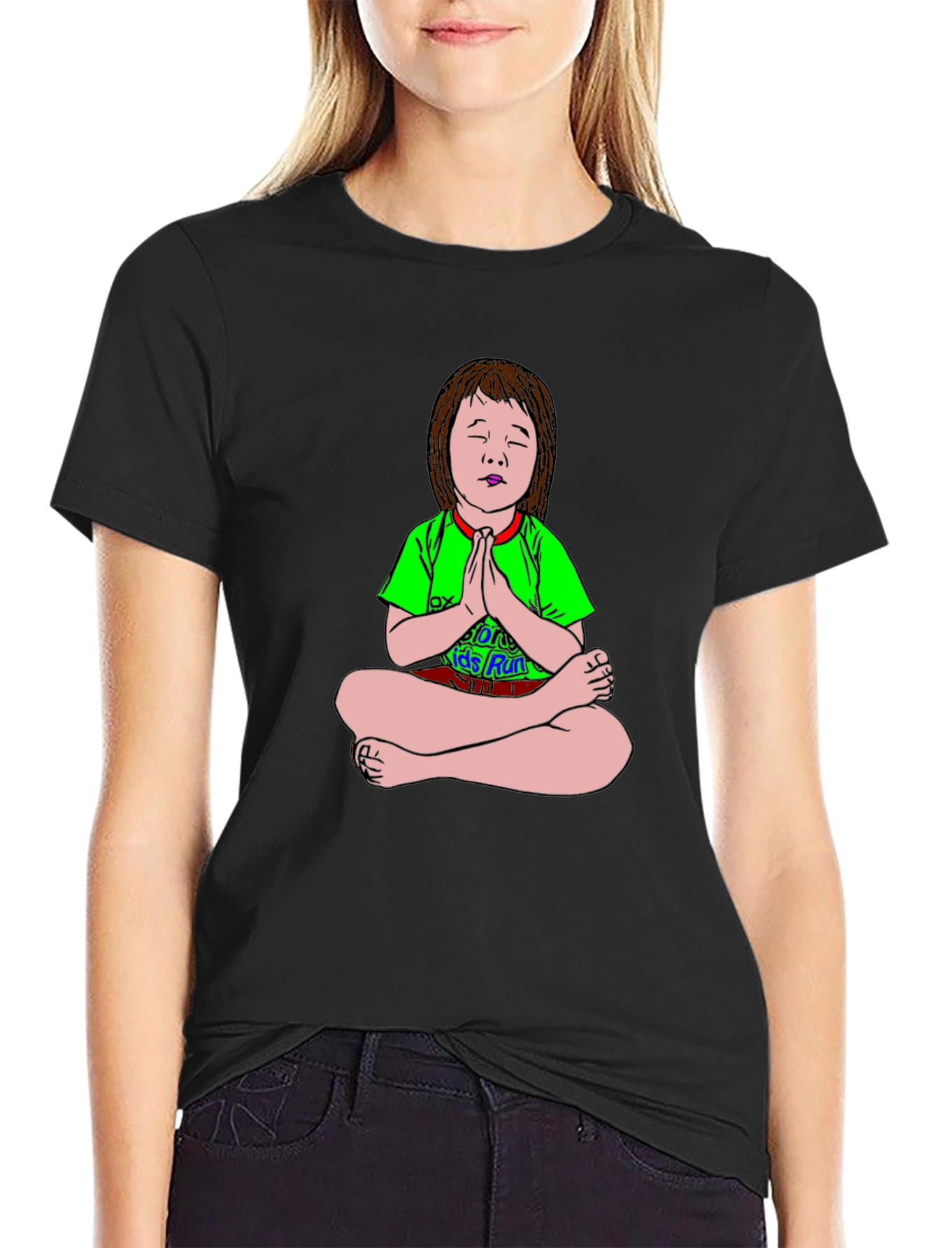 Meditating Cartoon Girl T-Shirt