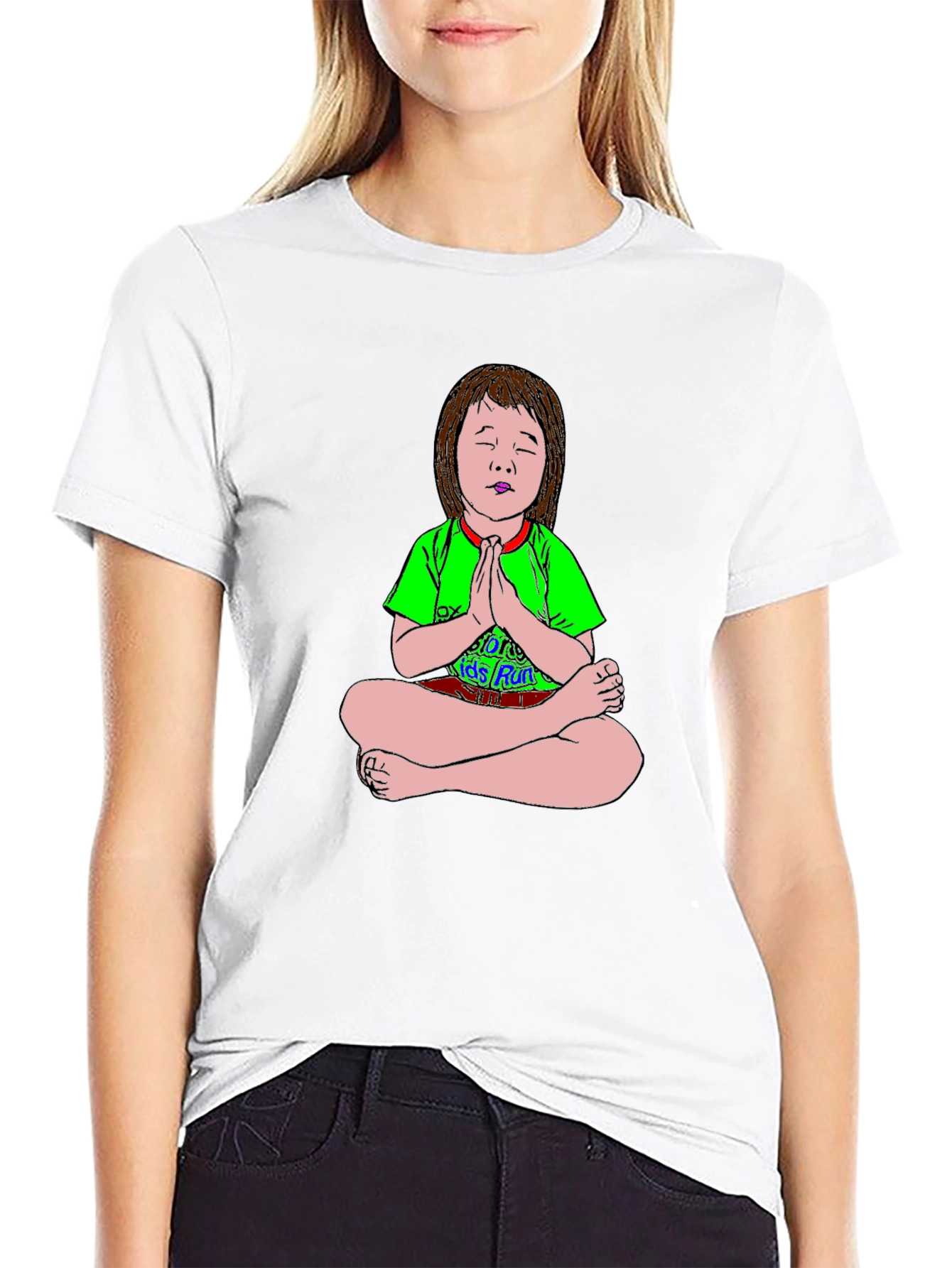 Meditating Cartoon Girl T-Shirt