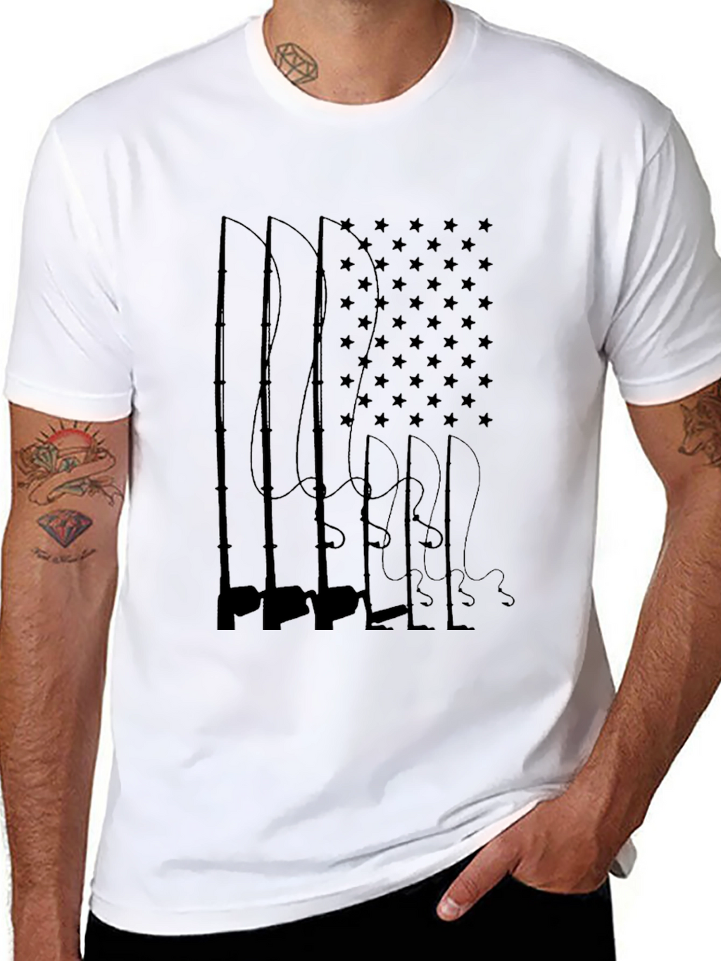 American Flag Fishing Rods T-Shirt