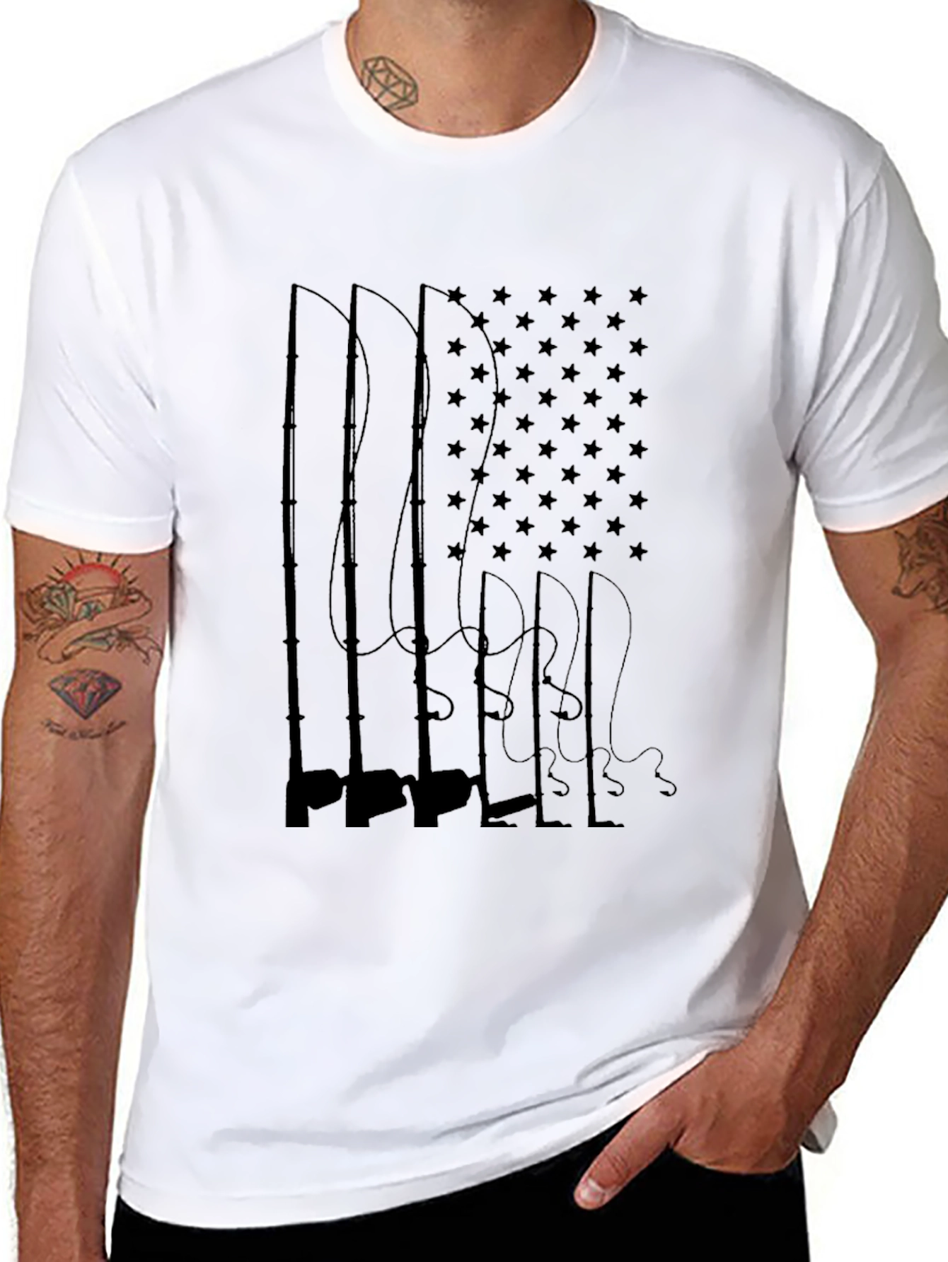 American Flag Fishing Rods T-Shirt