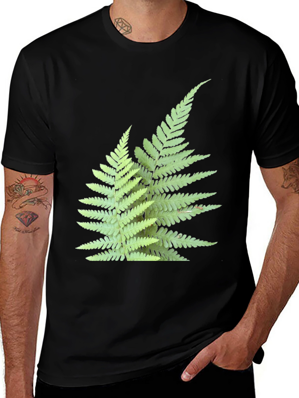 Fern Print Black T-Shirt