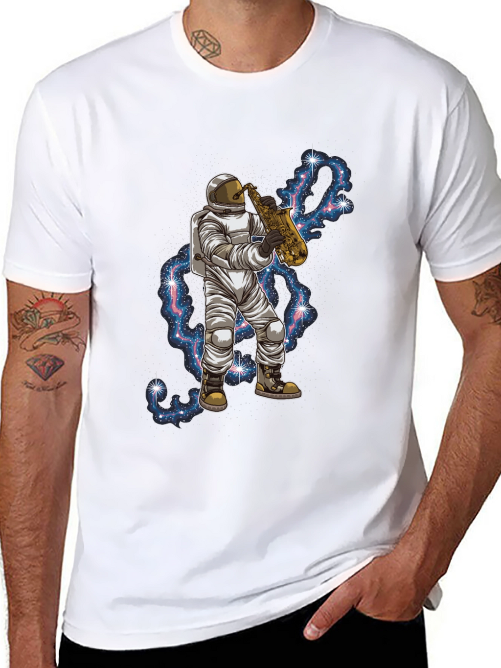 Astronaut Saxophone Black T-Shirt