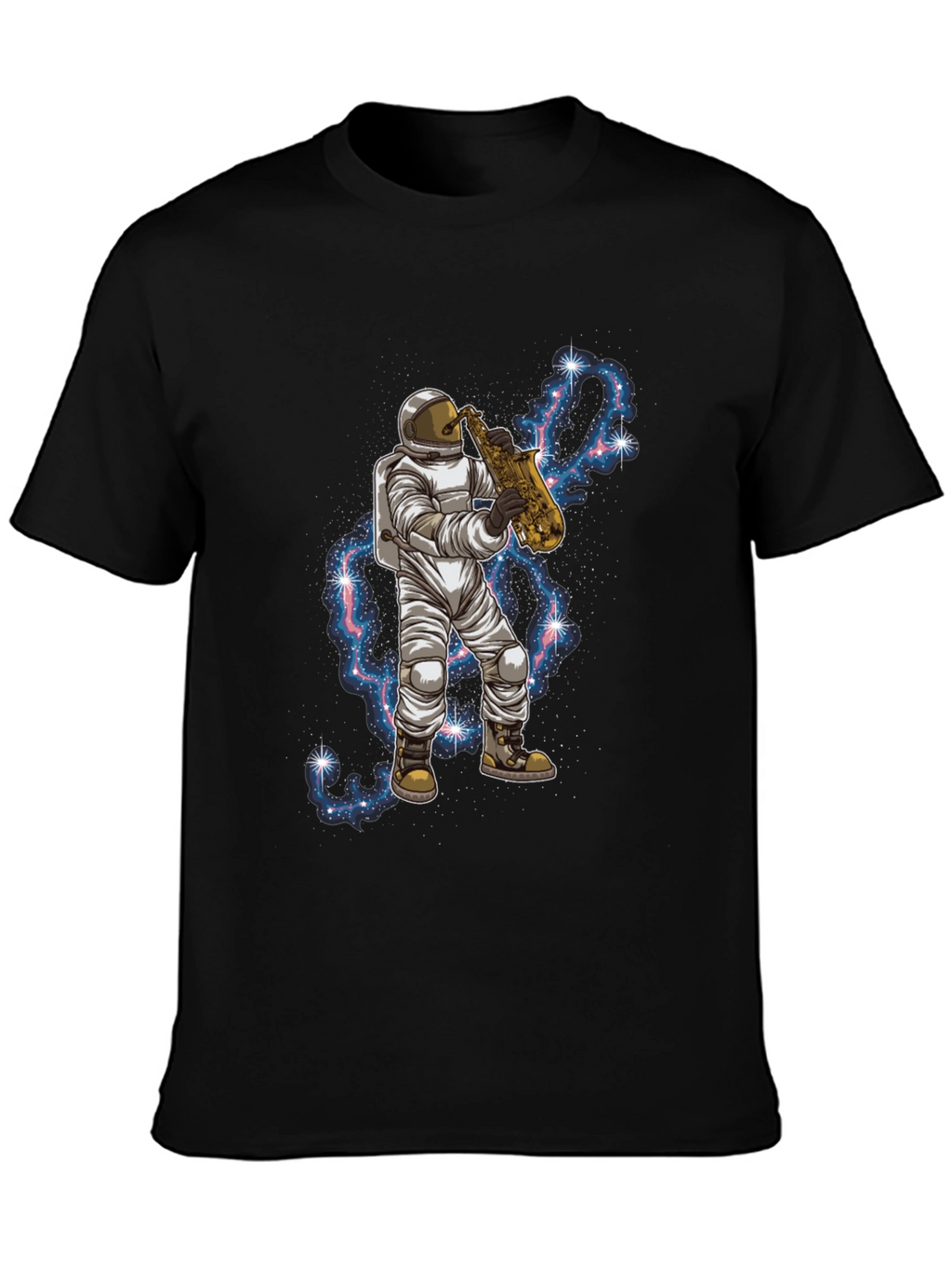 Astronaut Saxophone Black T-Shirt