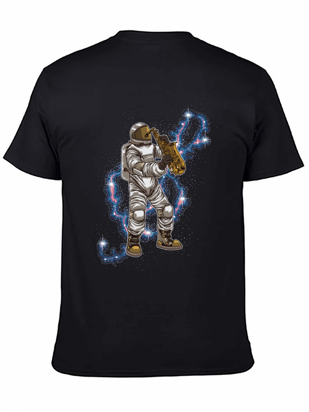 Astronaut Saxophone Black T-Shirt