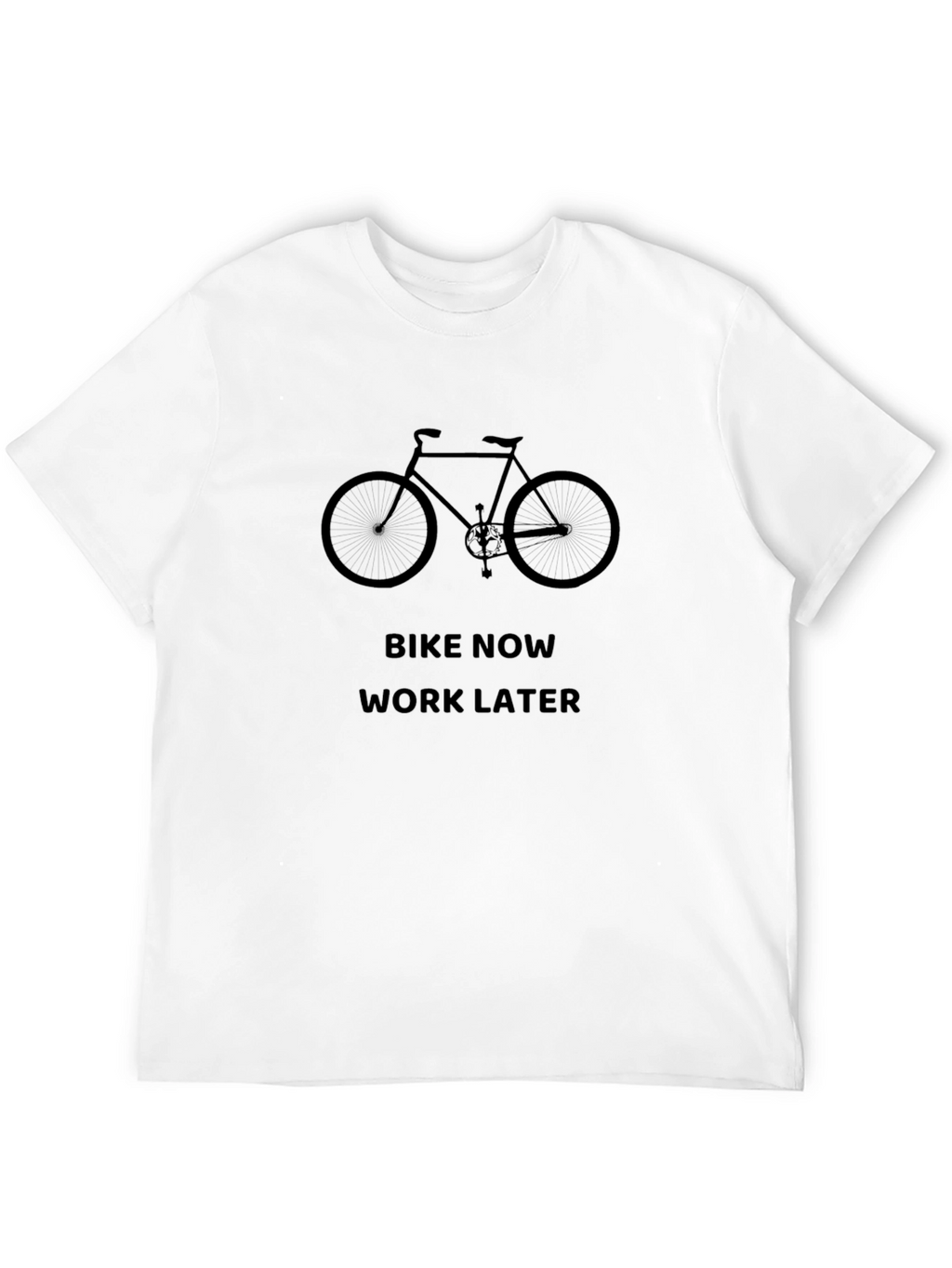 Bike Now Work Later Black T-Shirt