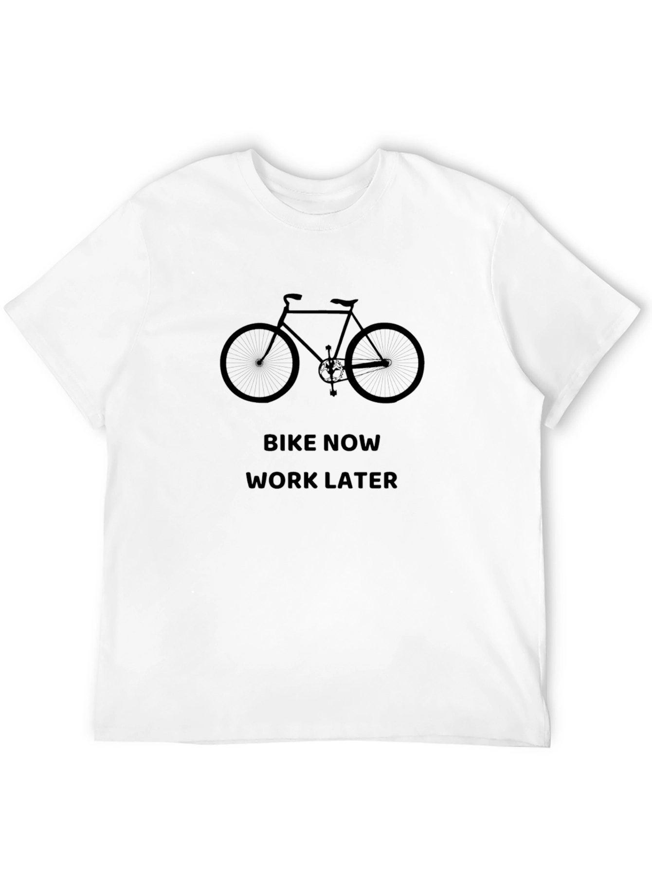Bike Now Work Later Black T-Shirt