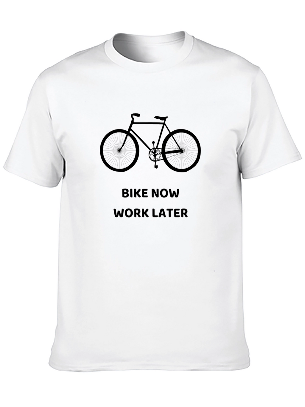 Bike Now Work Later Black T-Shirt