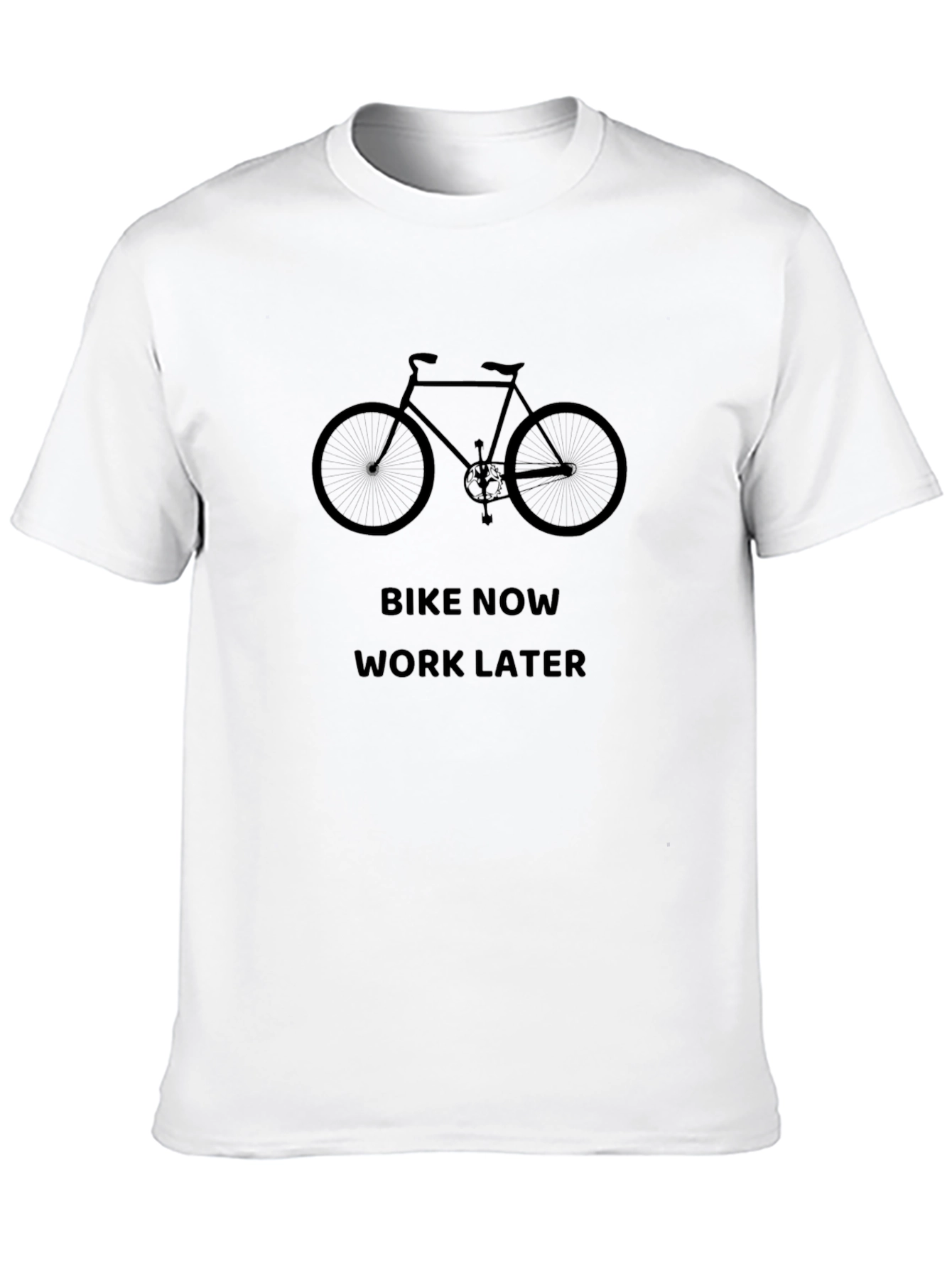 Bike Now Work Later Black T-Shirt