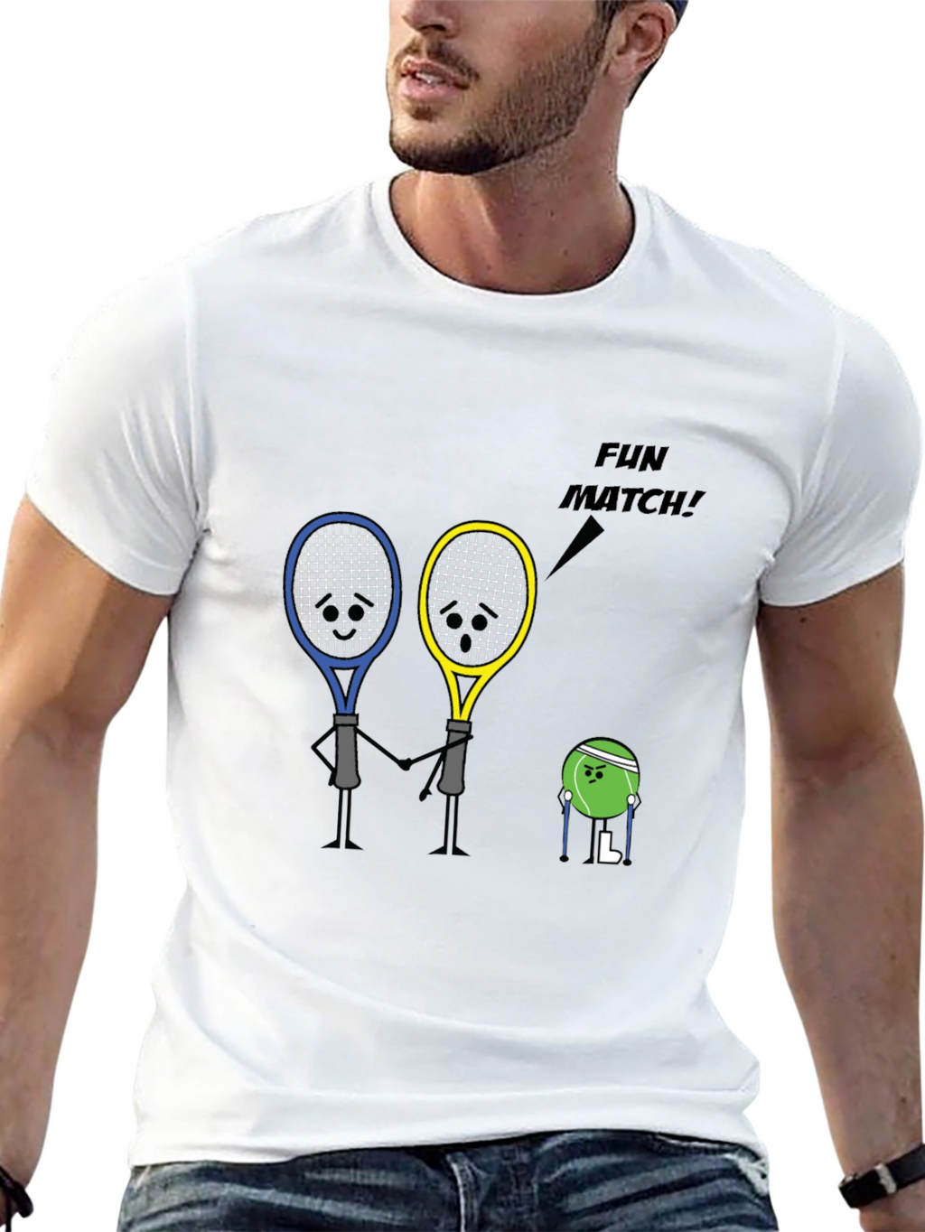 Tennis Racket Fun Match Graphic T-Shirt