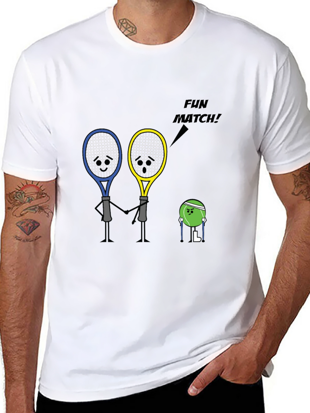 Tennis Racket Fun Match Graphic T-Shirt