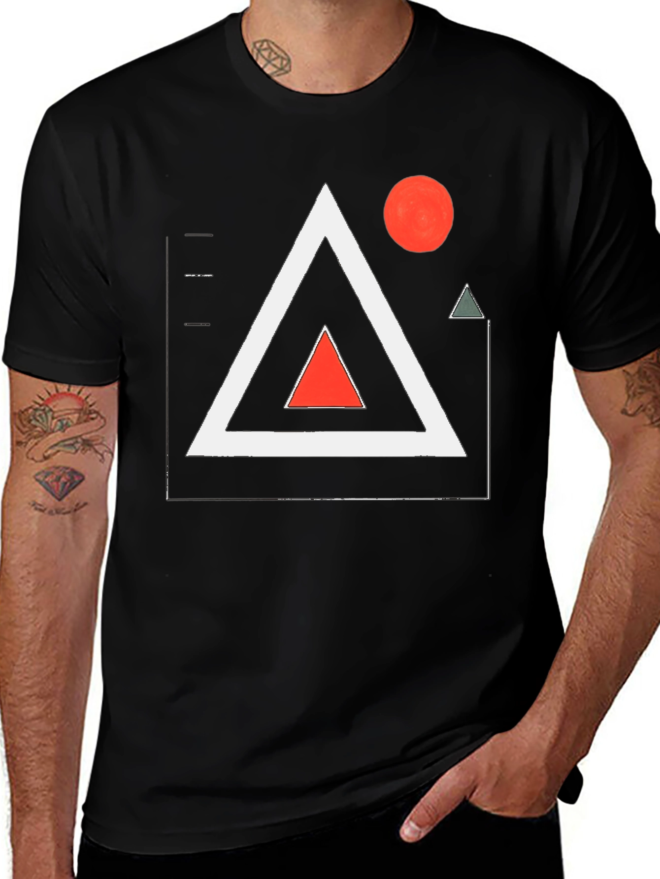 Abstract Geometric Art Black T-Shirt