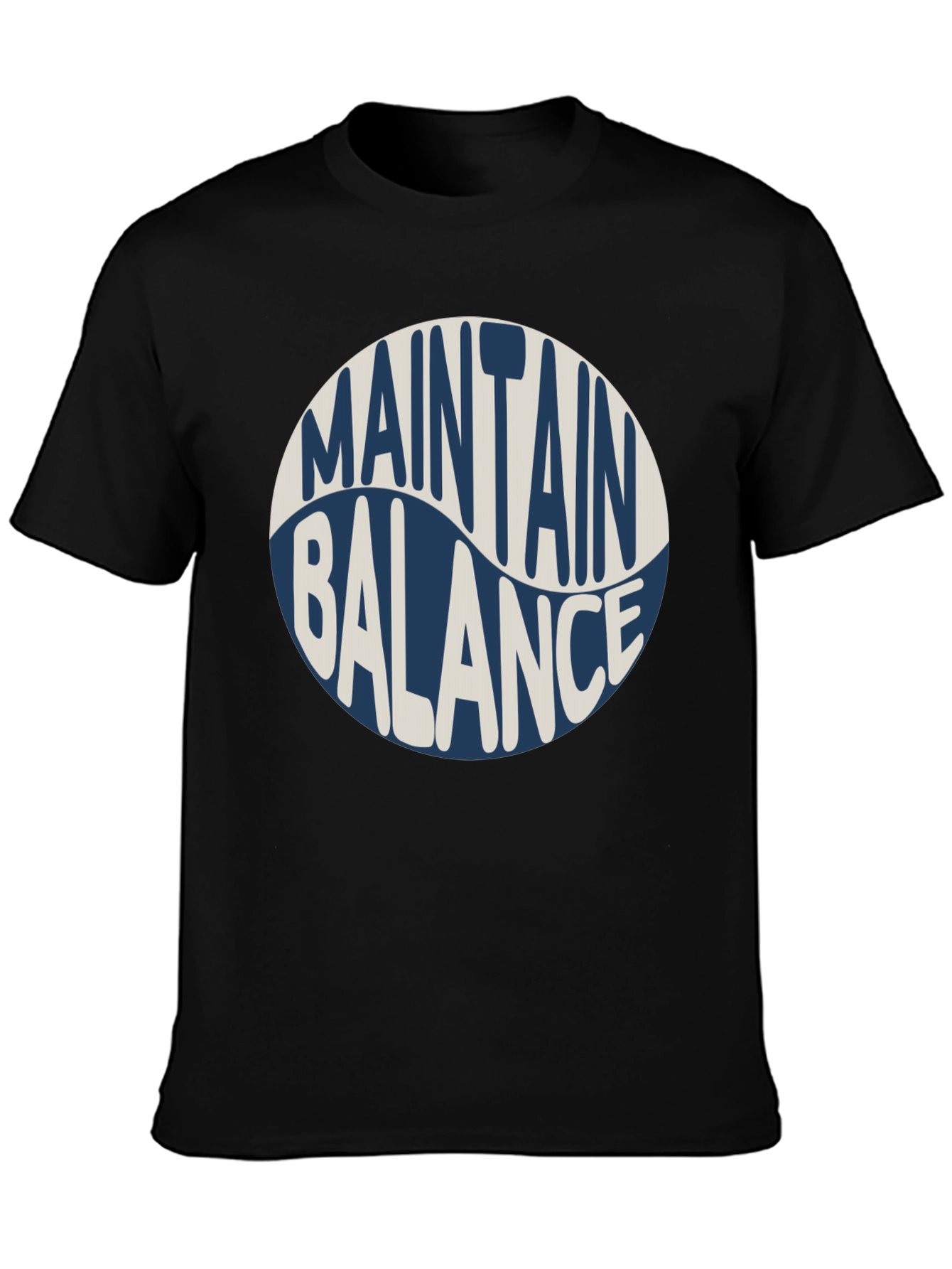 Maintain Balance Graphic Tee - Black Crew Neck Cotton Shirt