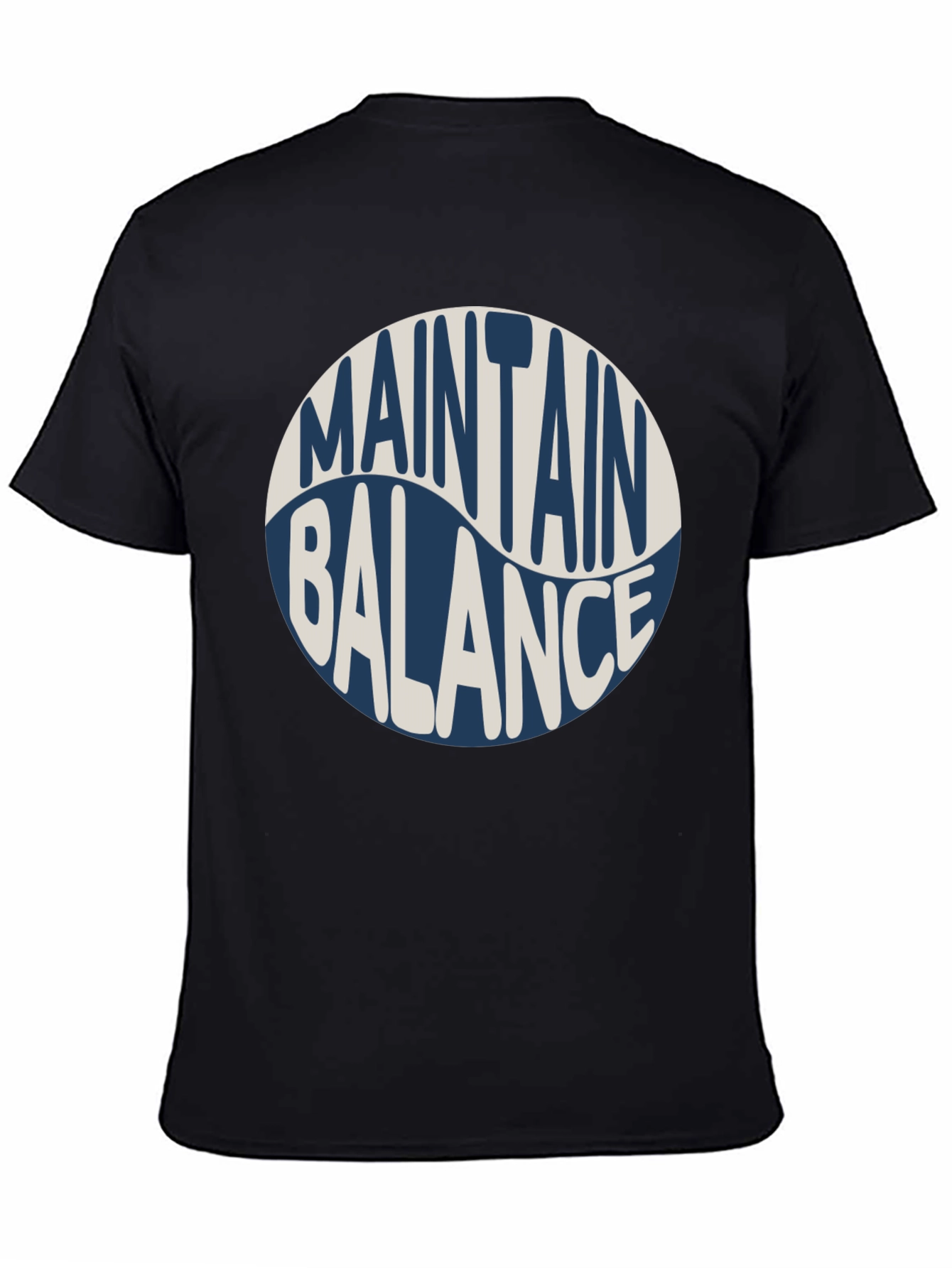Maintain Balance Graphic Tee - Black Crew Neck Cotton Shirt