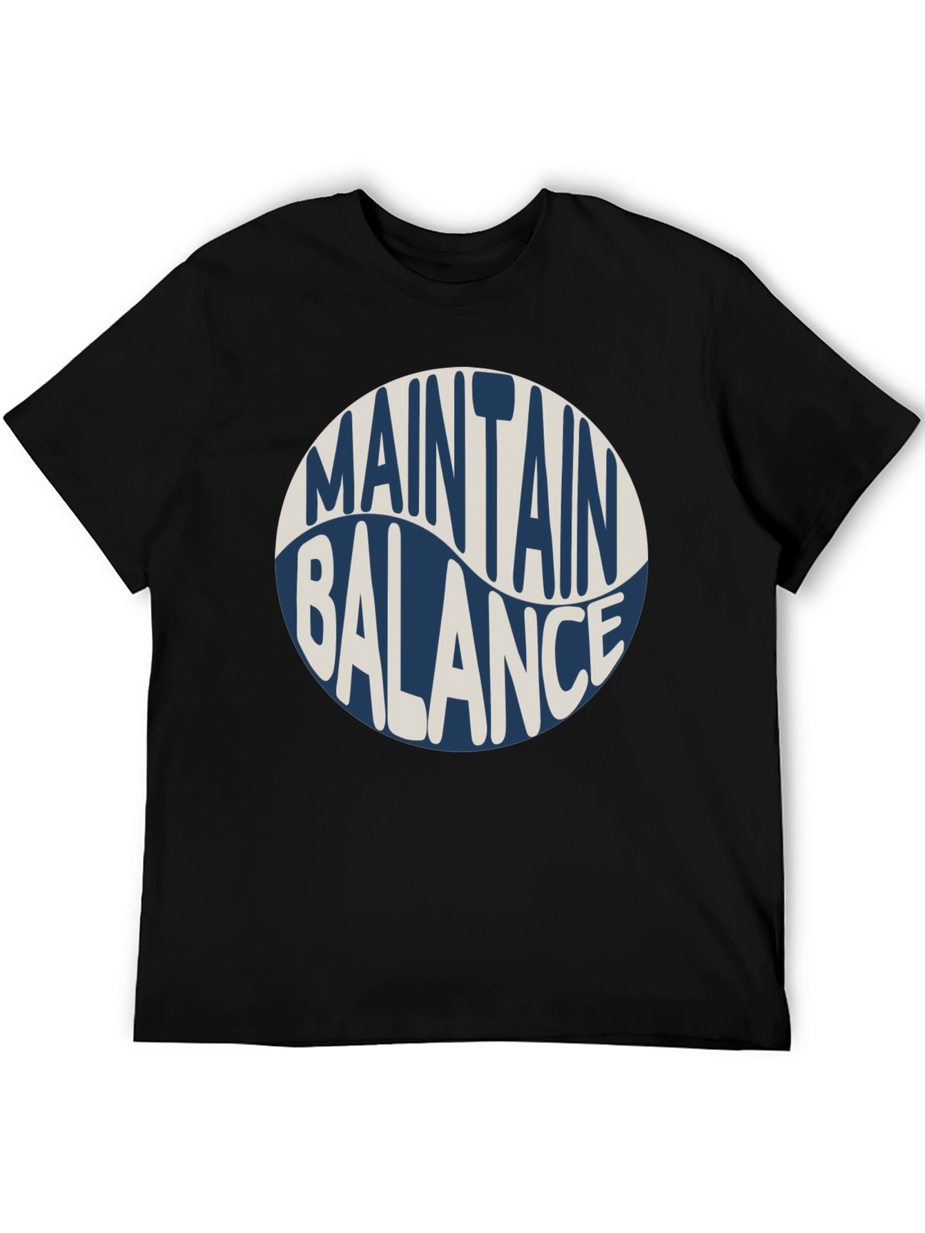 Maintain Balance Graphic Tee - Black Crew Neck Cotton Shirt