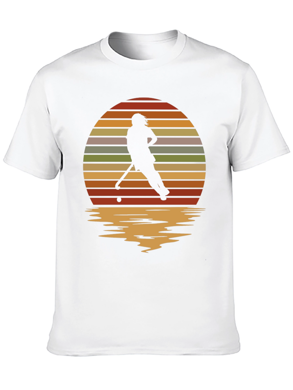 Sunset Hockey Player Graphic Tee - Retro Style