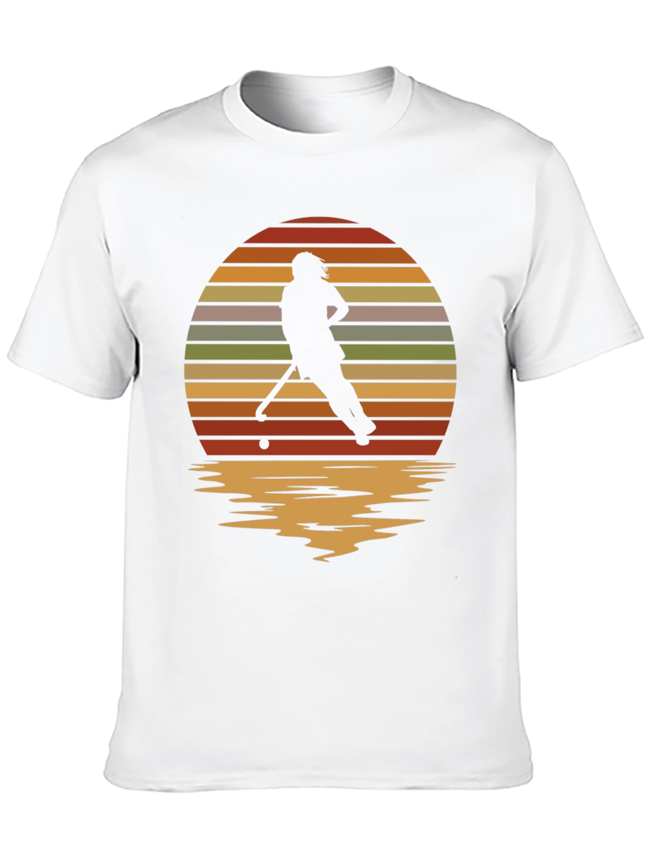 Sunset Hockey Player Graphic Tee - Retro Style