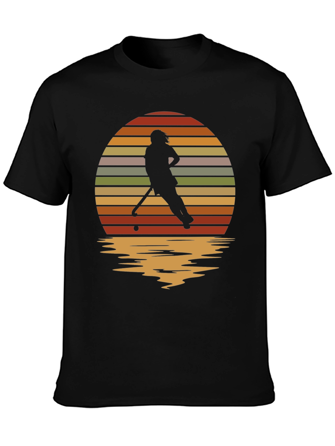 Sunset Hockey Player Graphic Tee - Retro Style