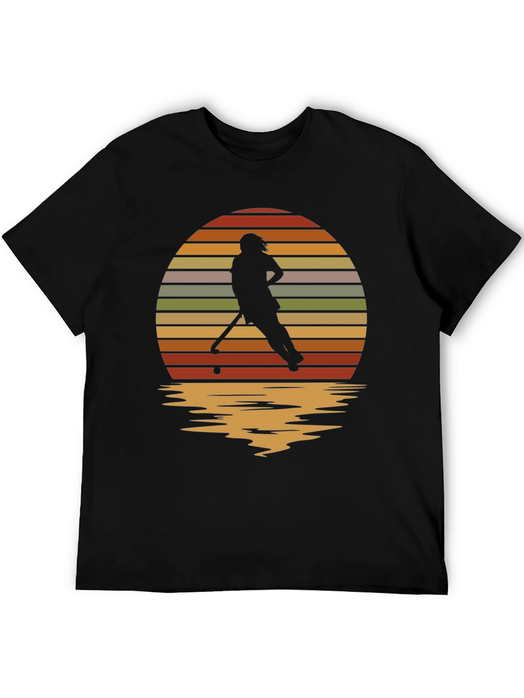 Sunset Hockey Player Graphic Tee - Retro Style