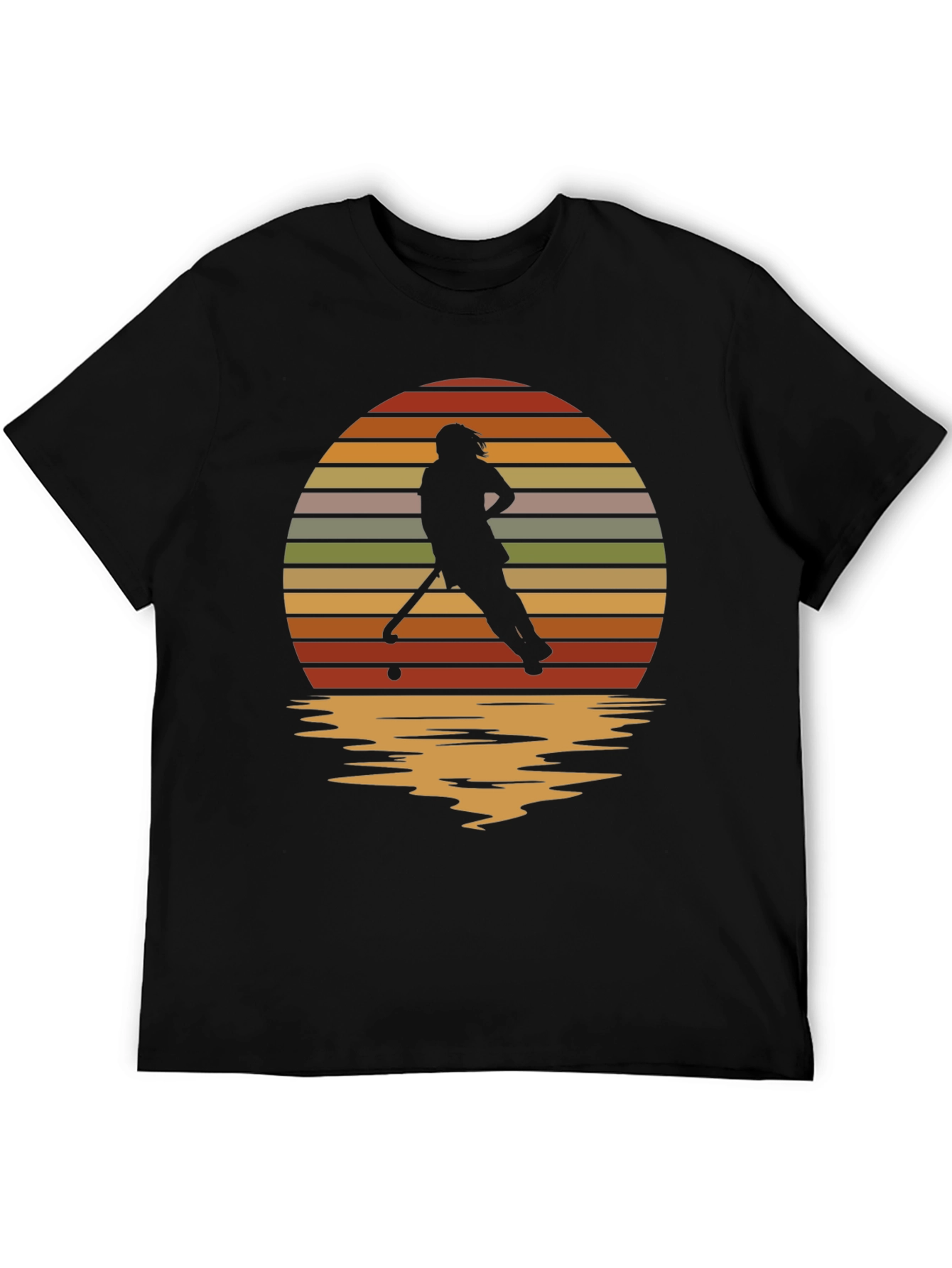 Sunset Hockey Player Graphic Tee - Retro Style