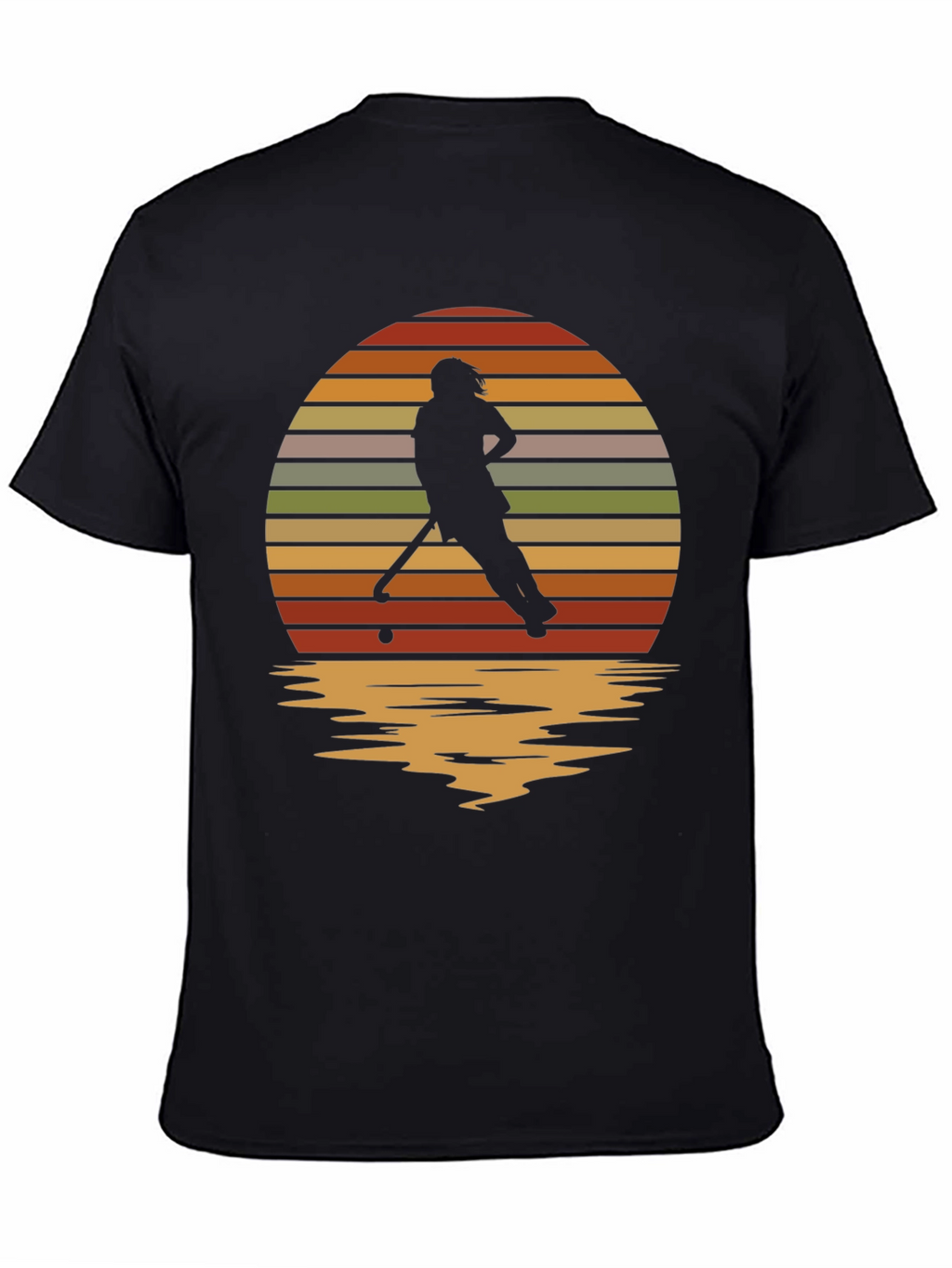 Sunset Hockey Player Graphic Tee - Retro Style