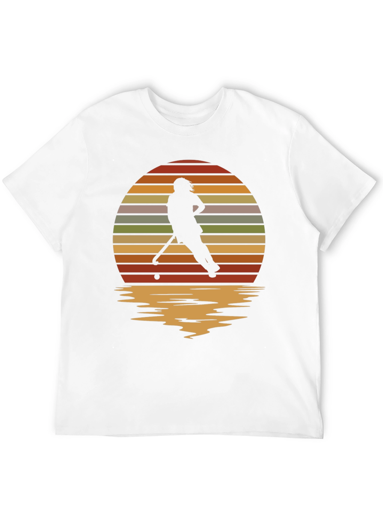 Sunset Hockey Player Graphic Tee - Retro Style