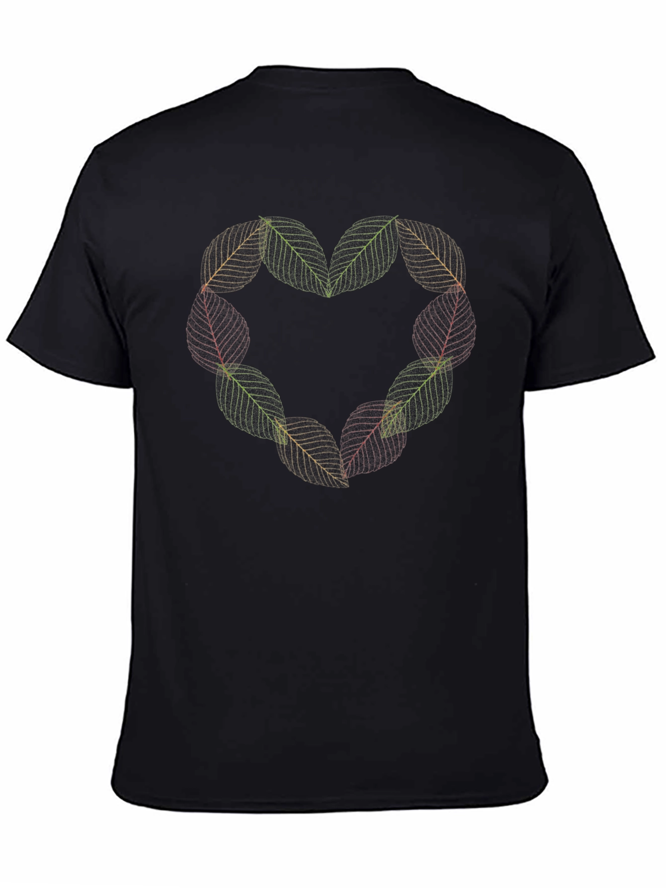 Leaf Heart Black T-Shirt