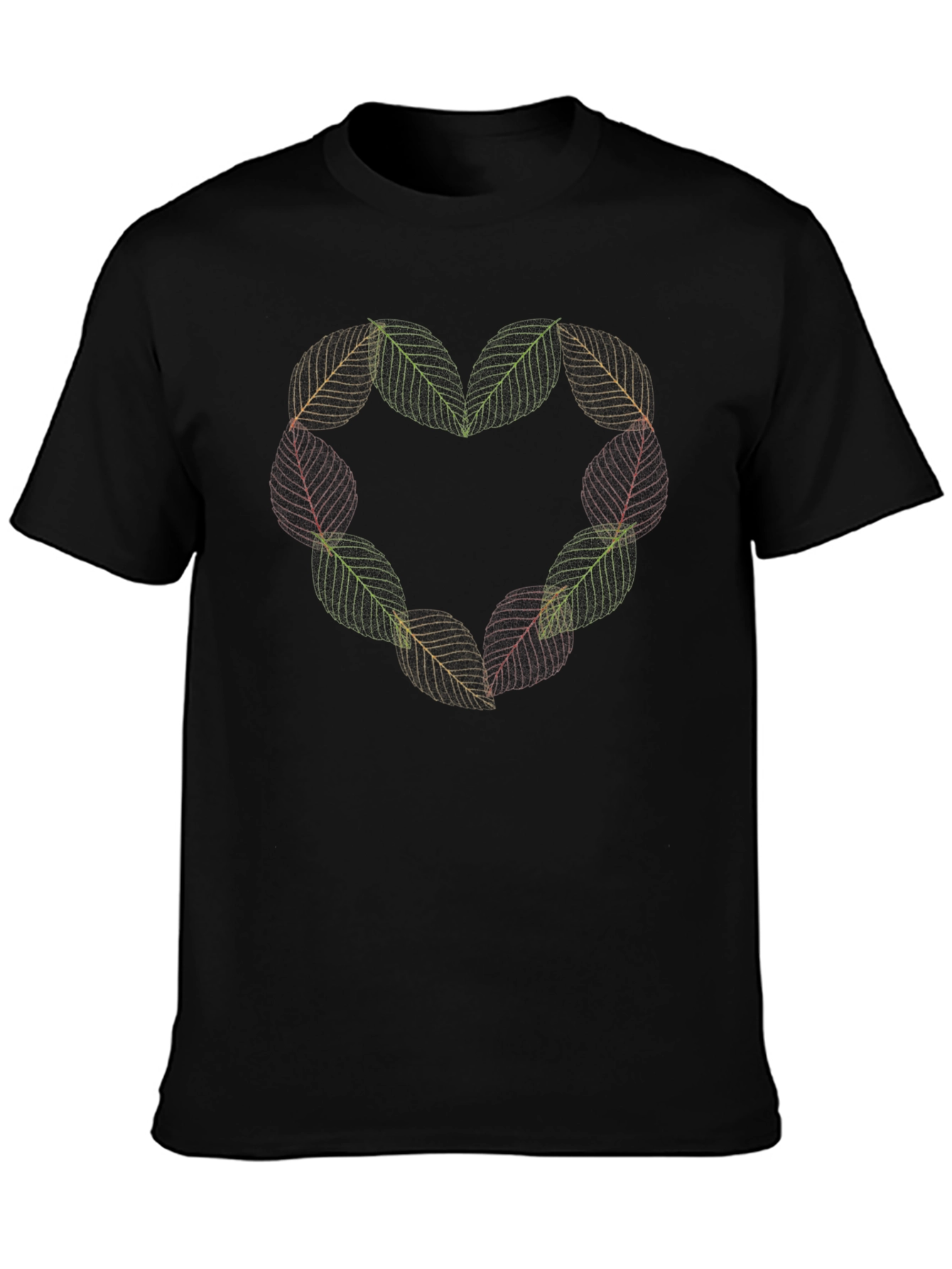 Leaf Heart Black T-Shirt