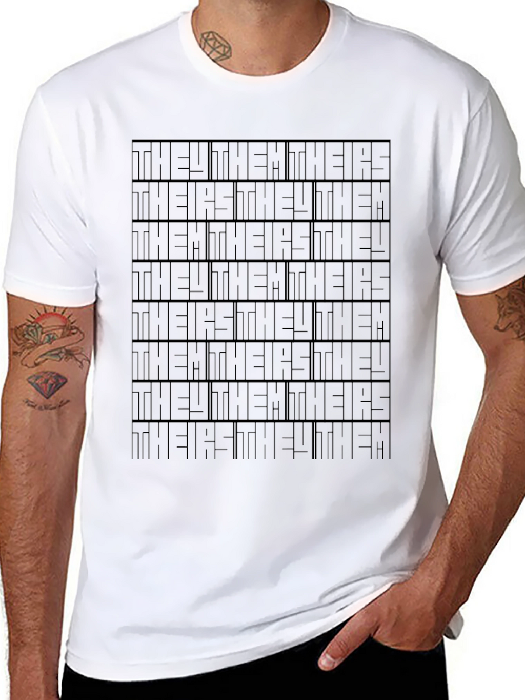 Pronoun Pattern Tee - They Them Theirs Style Shirt
