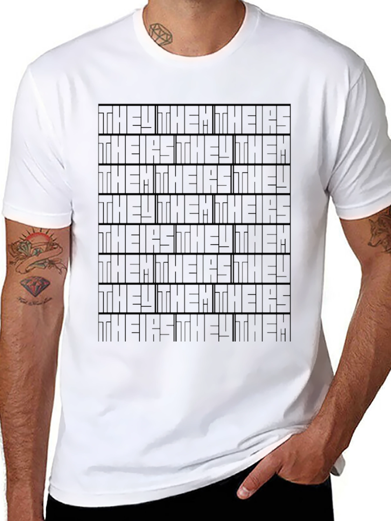 Pronoun Pattern Tee - They Them Theirs Style Shirt