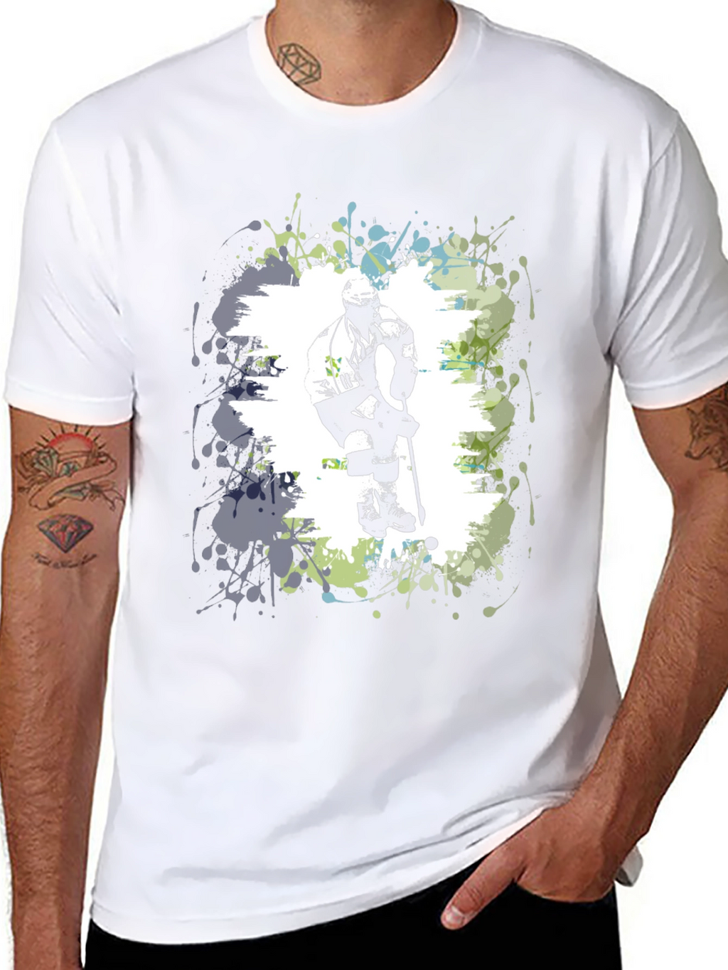 Hockey Player Graphic T-Shirt - Black