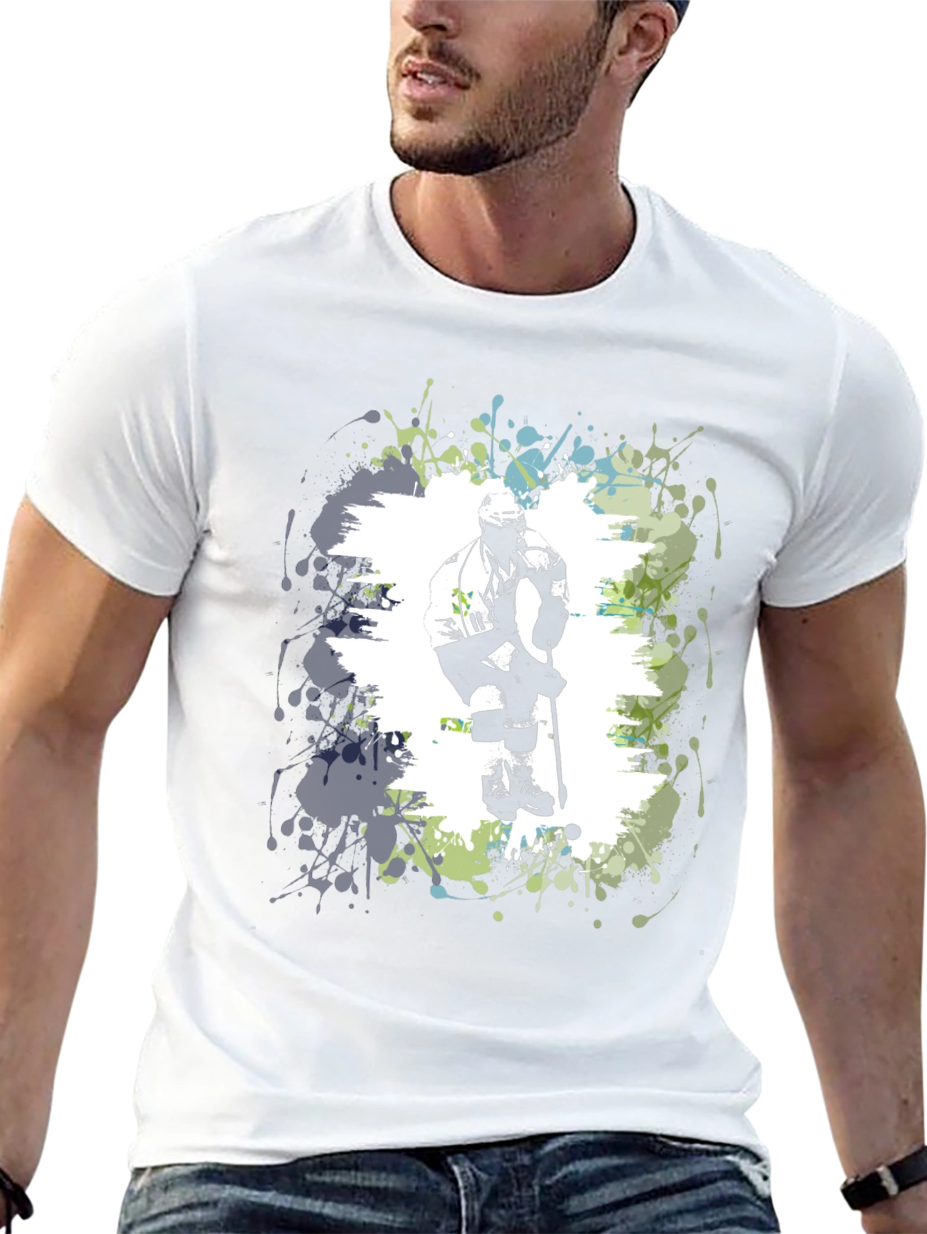 Hockey Player Graphic T-Shirt - Black