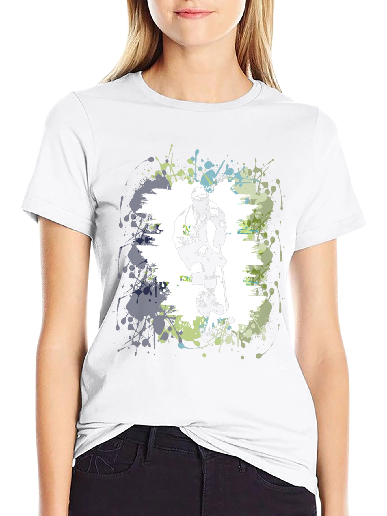 Hockey Player Graphic T-Shirt - Black