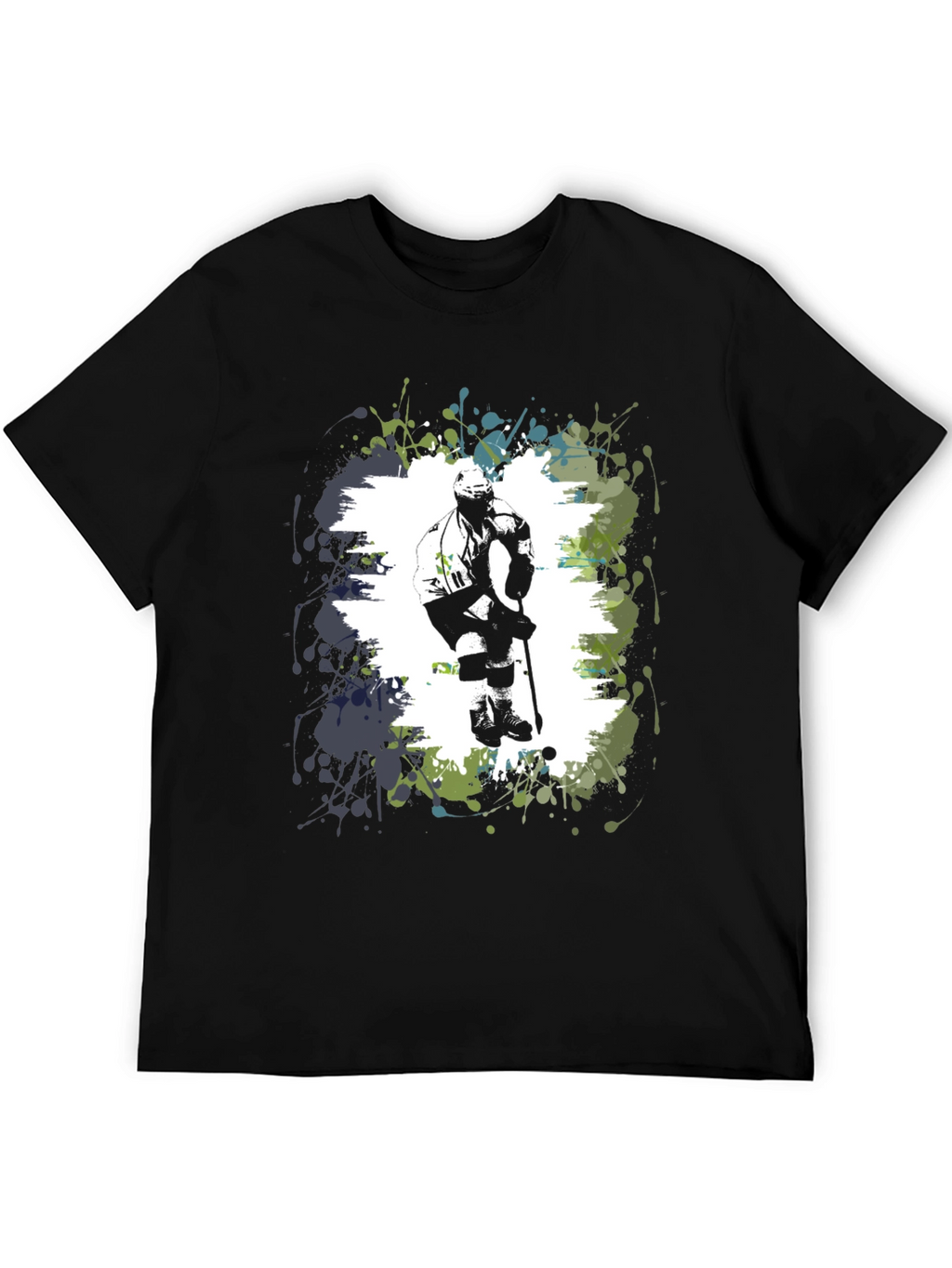Hockey Player Graphic T-Shirt - Black