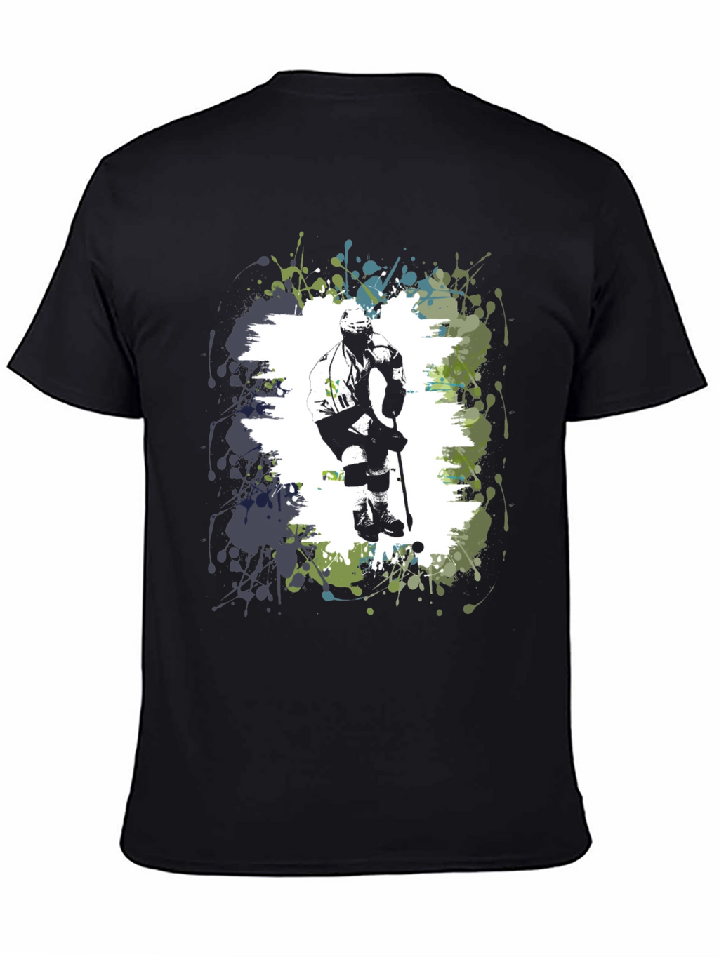 Hockey Player Graphic T-Shirt - Black