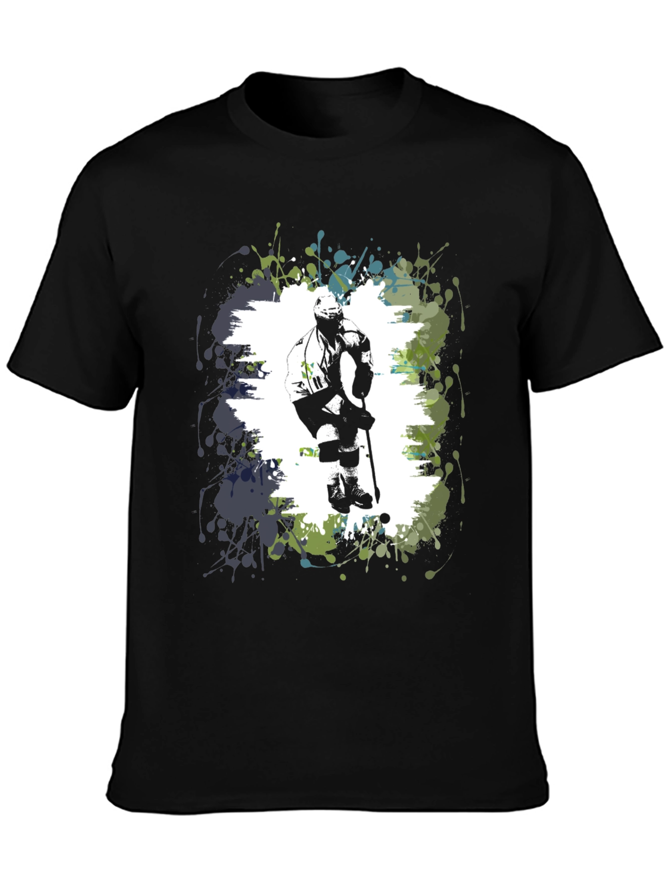 Hockey Player Graphic T-Shirt - Black